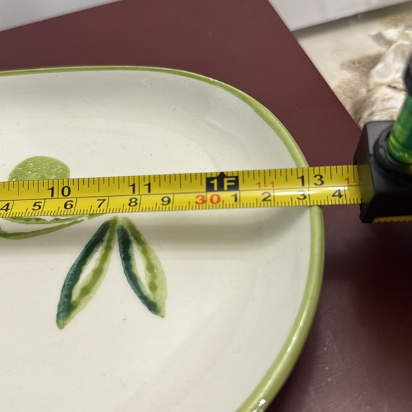Vintage Varm Italian Olive Green Ceramic Serving Platter 13“ hand decorated - Picture 5 of 5